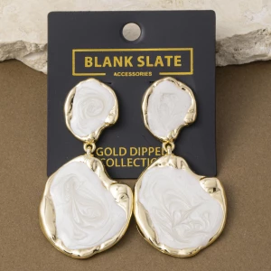 Gold Dipped Molten Edge Enamel Drop Earrings
