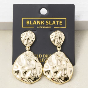 Gold Dipped Hammered Pebble Disc Earrings