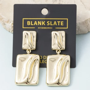 Gold Dipped Draped Rectangle Drop Earrings