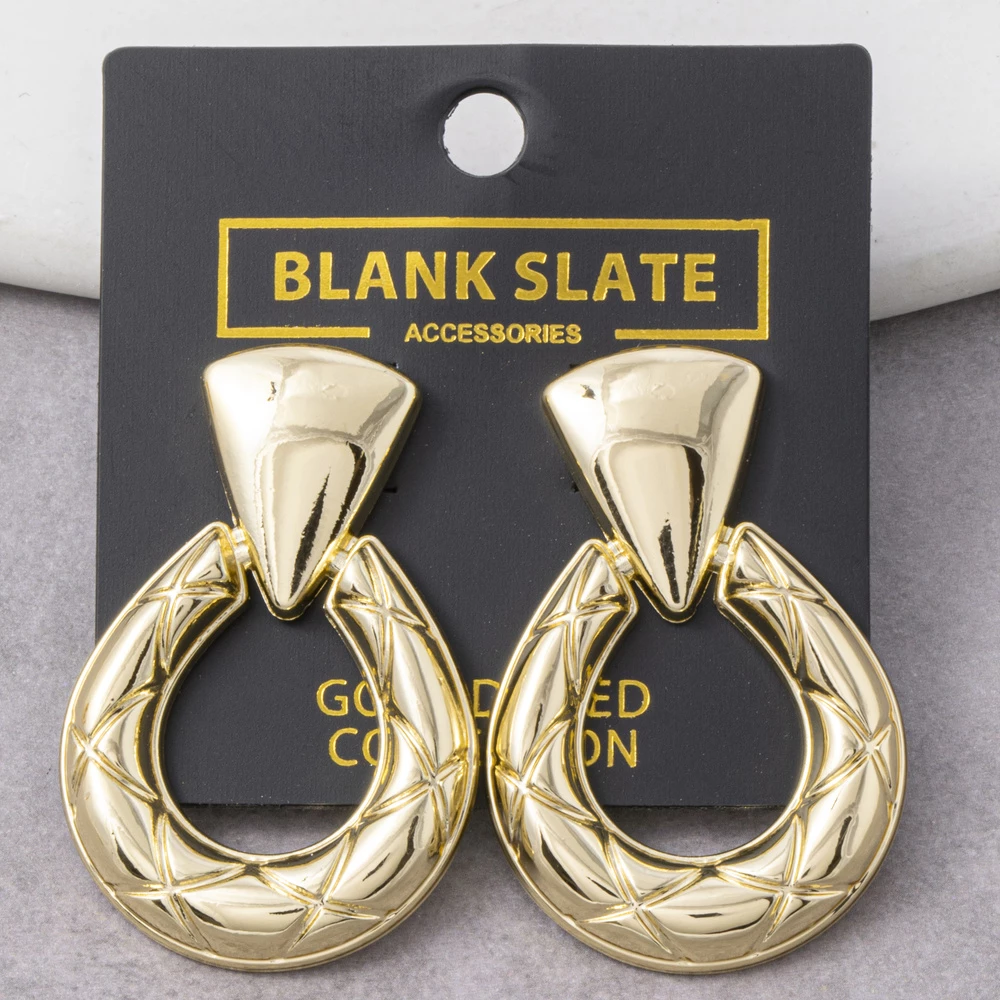 Gold Dipped Quilted Door Knocker Earrings