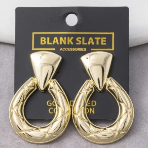 Gold Dipped Quilted Door Knocker Earrings