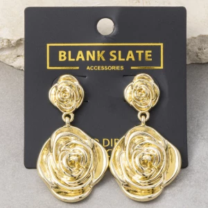 Gold Dipped Spiral Blossom Drop Earrings