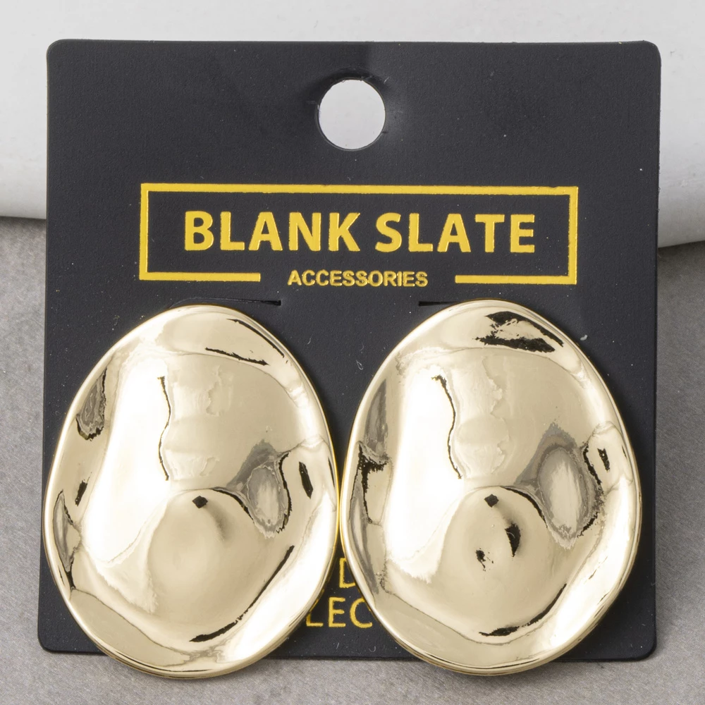 Gold Dipped Puffed Oval Dome Stud Earrings