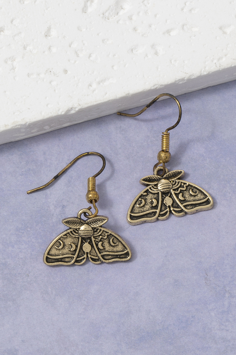Detailed Embossed Moth Wing Dangle Earrings