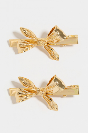 Two Piece Bow Hair Clip Set