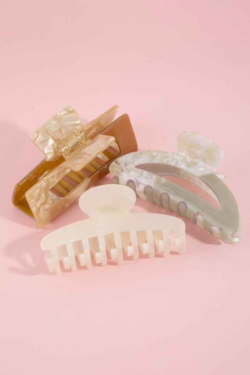 Acetate Three Piece Hair Claw Set