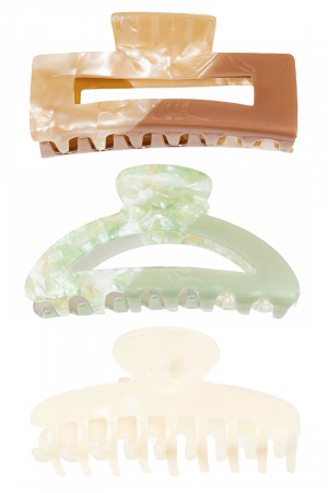 Acetate Three Piece Hair Claw Set