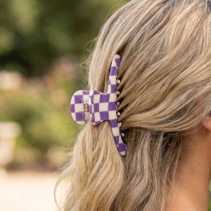 Three Piece Checkered Print Claw Clip Set
