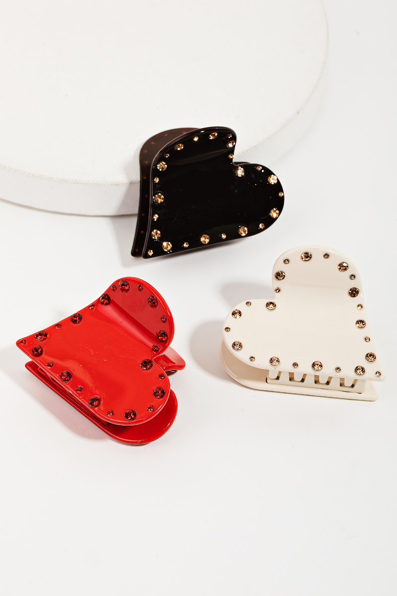 Three Piece Heart Jaw Hair Clip Set