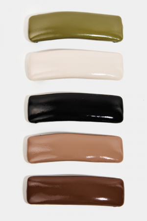 5 Piece Glossy Leather Hair Clips