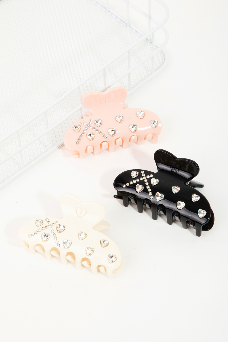 Heart Studded Jaw Hair Clip Set