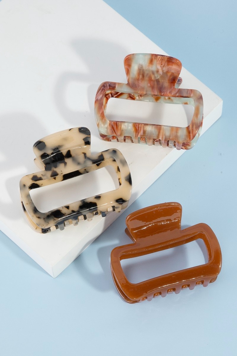 Three Piece Rectangle Cutout Jaw Hair Clips