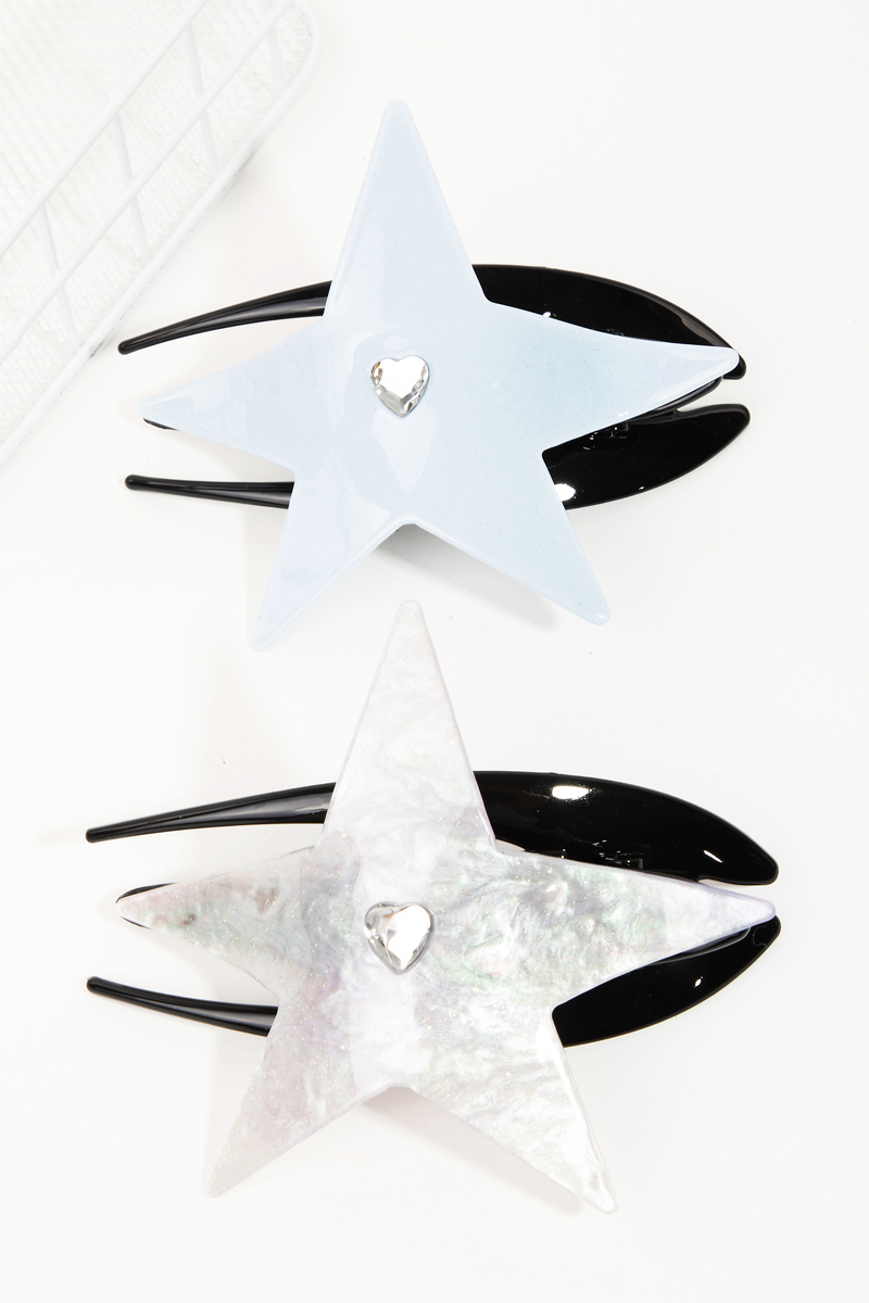Two Piece Acetate Star Hair Clip Set