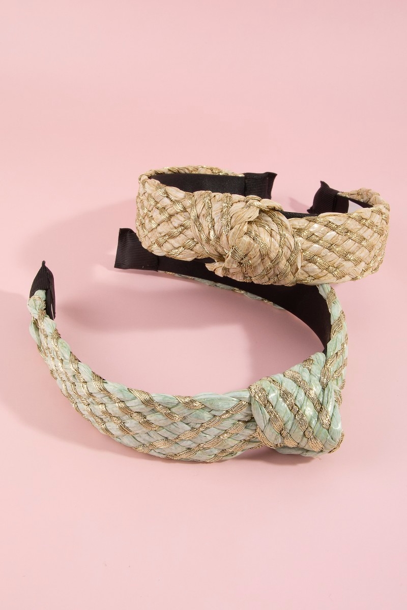 Striped Braided Twist Headband Set