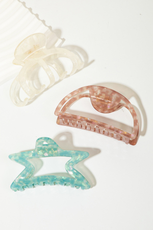 Assorted Shape Acetate Hair Clip Set