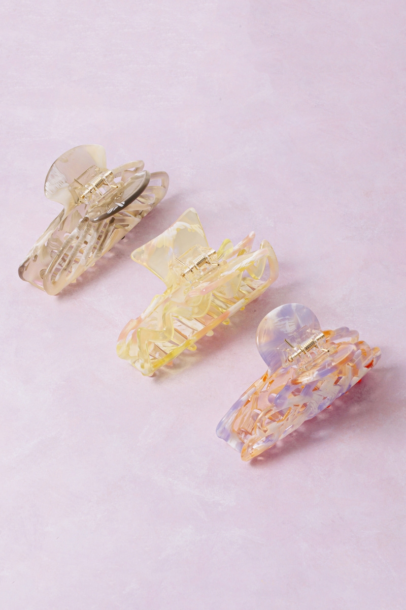 Mixed Finish Acetate Claw Hair Clip Set