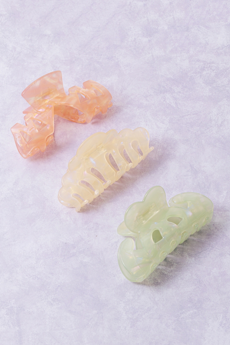 3 Piece Pastel Pearlescent Acetate Hair Claw Set
