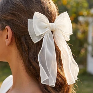 Oversized Sheer Organza Bow Hair Clip