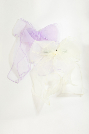 Purple And Ivory Sheer Ribbon Bow Hair Claw