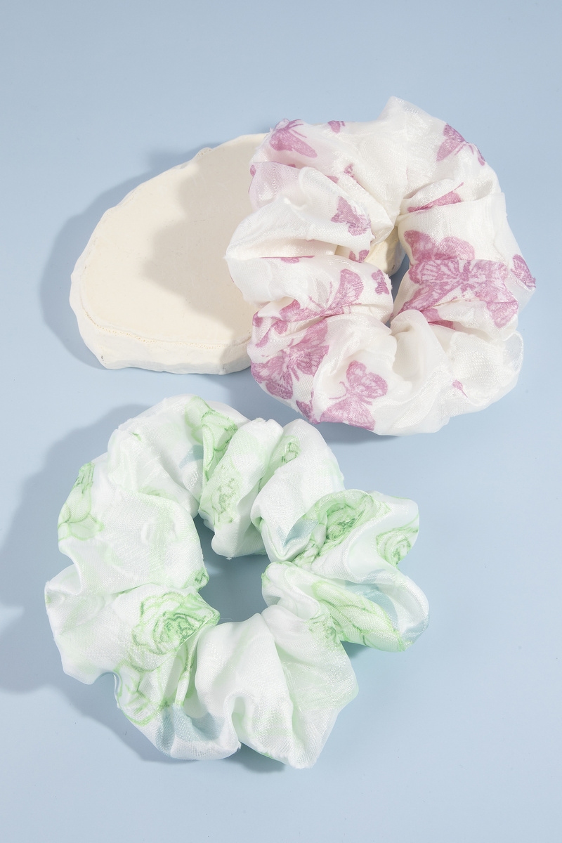 Floral Print Oversized Scrunchie Set Of Two