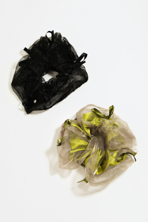 Ribbon Bow Hair Scrunchie Set