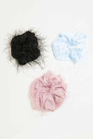 Three Piece Feather Scrunchie Set