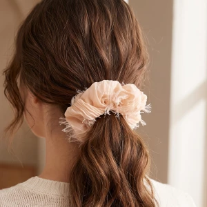 Two Piece Fringe Edge Crinkle Scrunchie Set