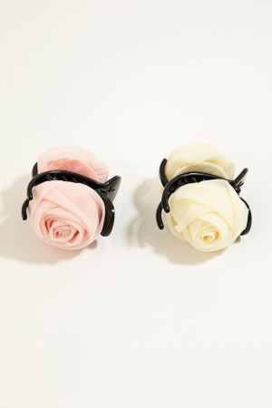Small Sheer Rose Flower Hair Claw Set