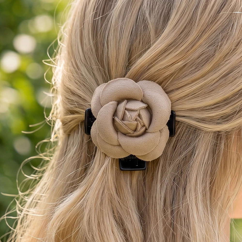 Soft Petal Camellia Flower Claw Clip Set