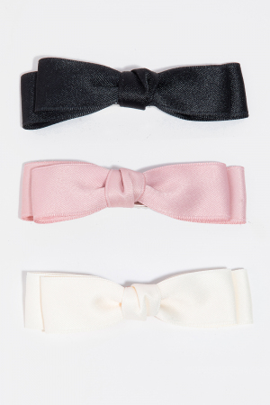 3Pc Simple Ribbon Bow Hair Claw Set