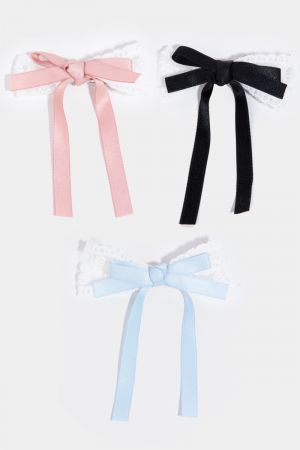 3Pc Lace And Satin Layered Hair Clip Set