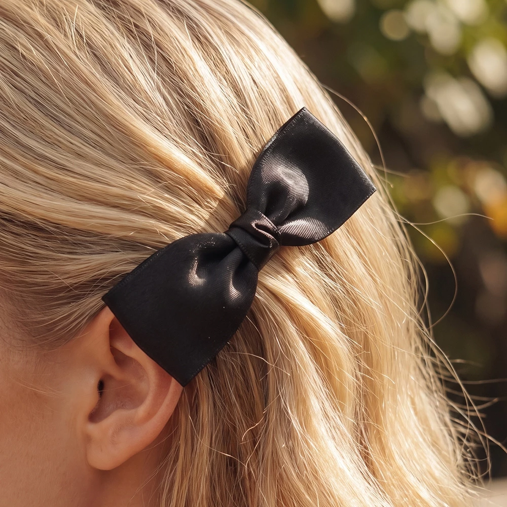 Three Piece Satin Ribbon Bow Hair Clip Set