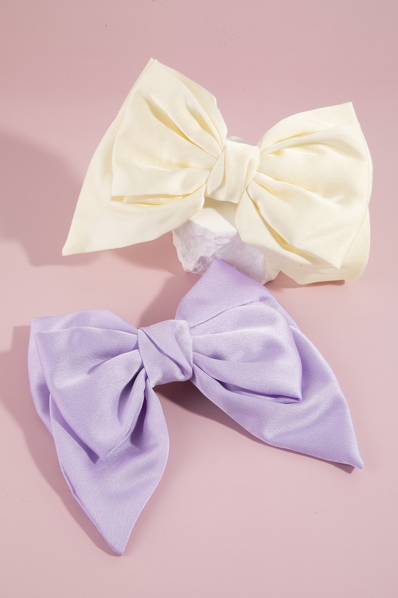 2 Piece Oversized Satin Bow Barrette Hair Clip Set