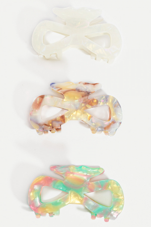 3Pc Mixed Resin Figure 8 Hair Claw Set
