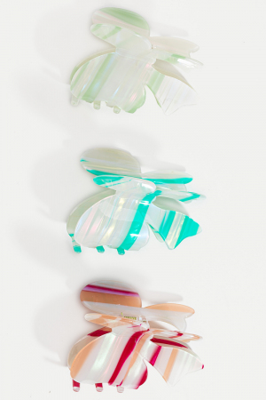 3Pc Mixed Striped Hair Claw Set