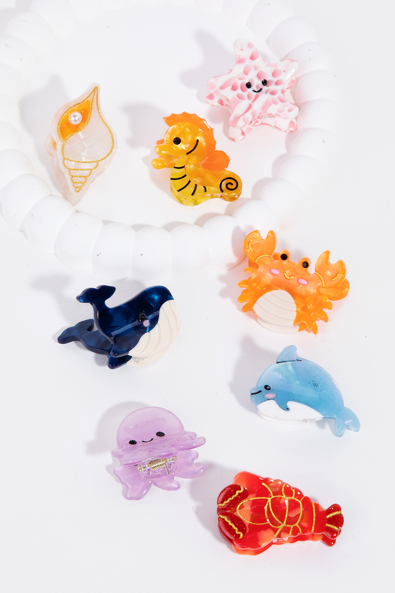 Assorted Mini Ocean Life Theme Hair Claw Set