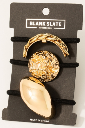 Assorted Metallic Shapes Hair Tie Set