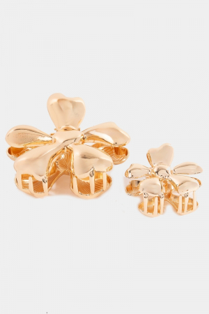 Metallic Floral Hair Claw Set