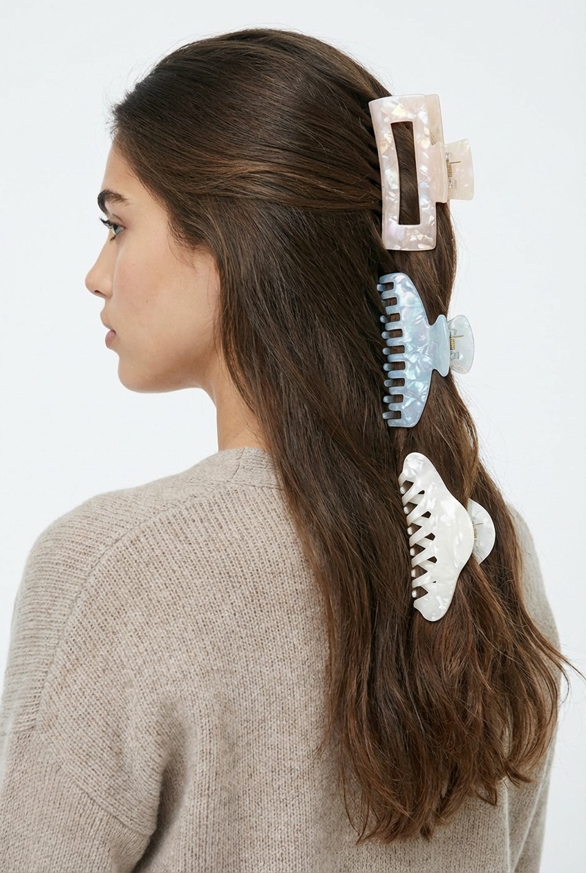 Rectangular Acetate Assorted Hair Claw Set