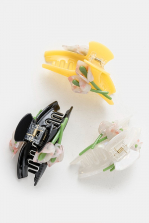 Three Piece Flower Hair Clip Set