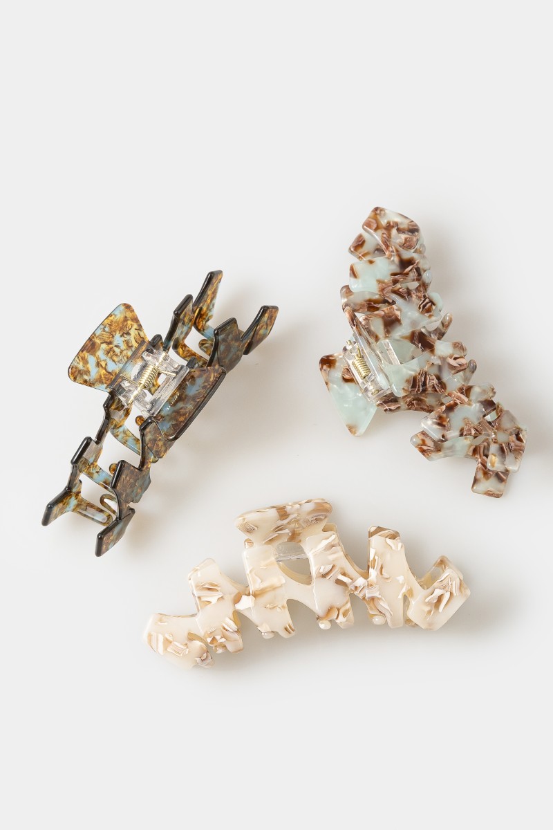 3 Piece Mixed Abstract Shape Hair Claw Set