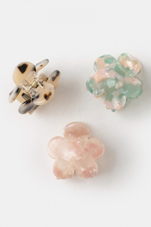 Small Three Piece Flower Jaw Hair Clip Set