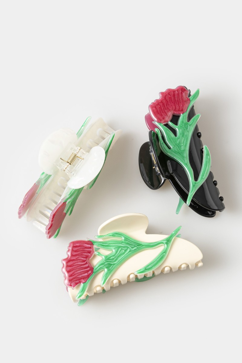 3 Piece Mixed Tulip Flower Hair Claw Set