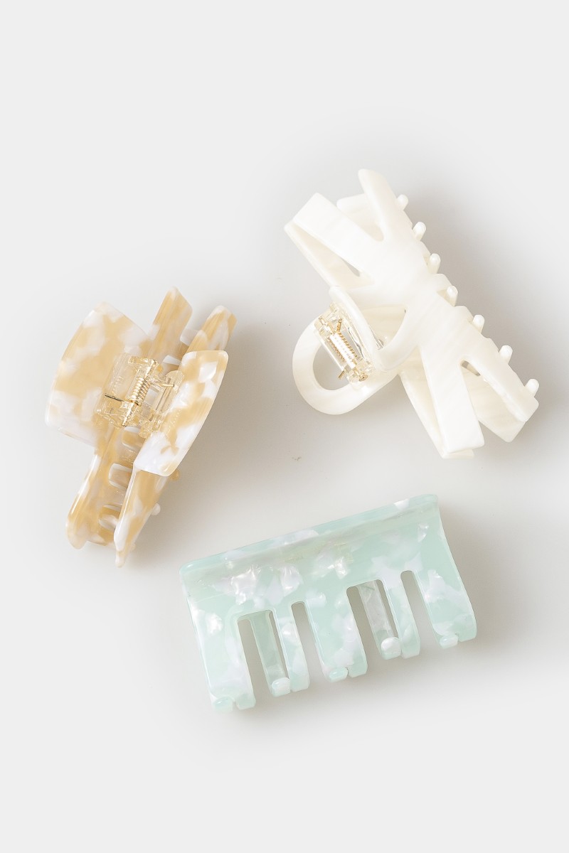 Mixed Shapes 3 Piece Hair Claw Set