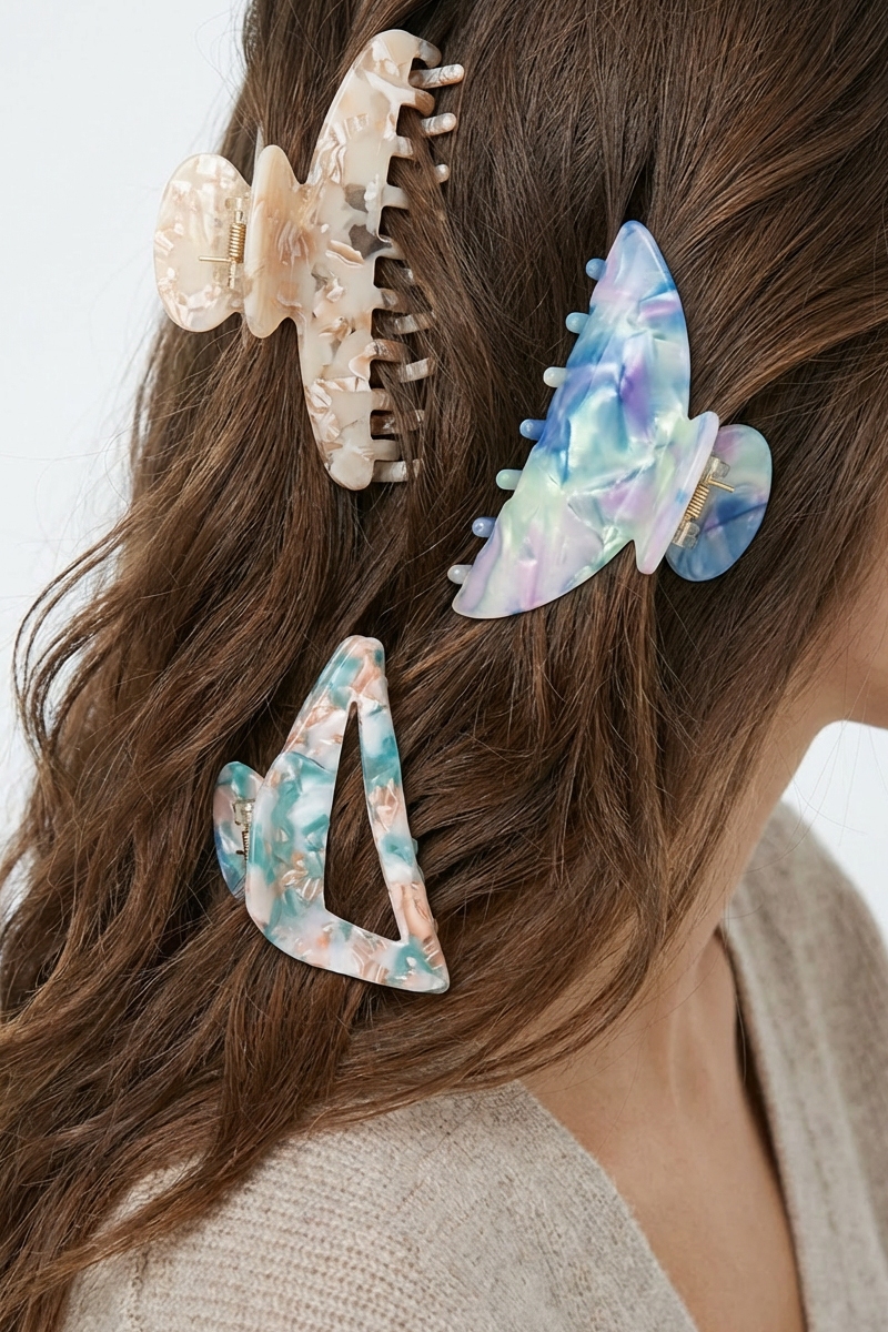 Assorted Shapes 3 Piece Hair Claw Set