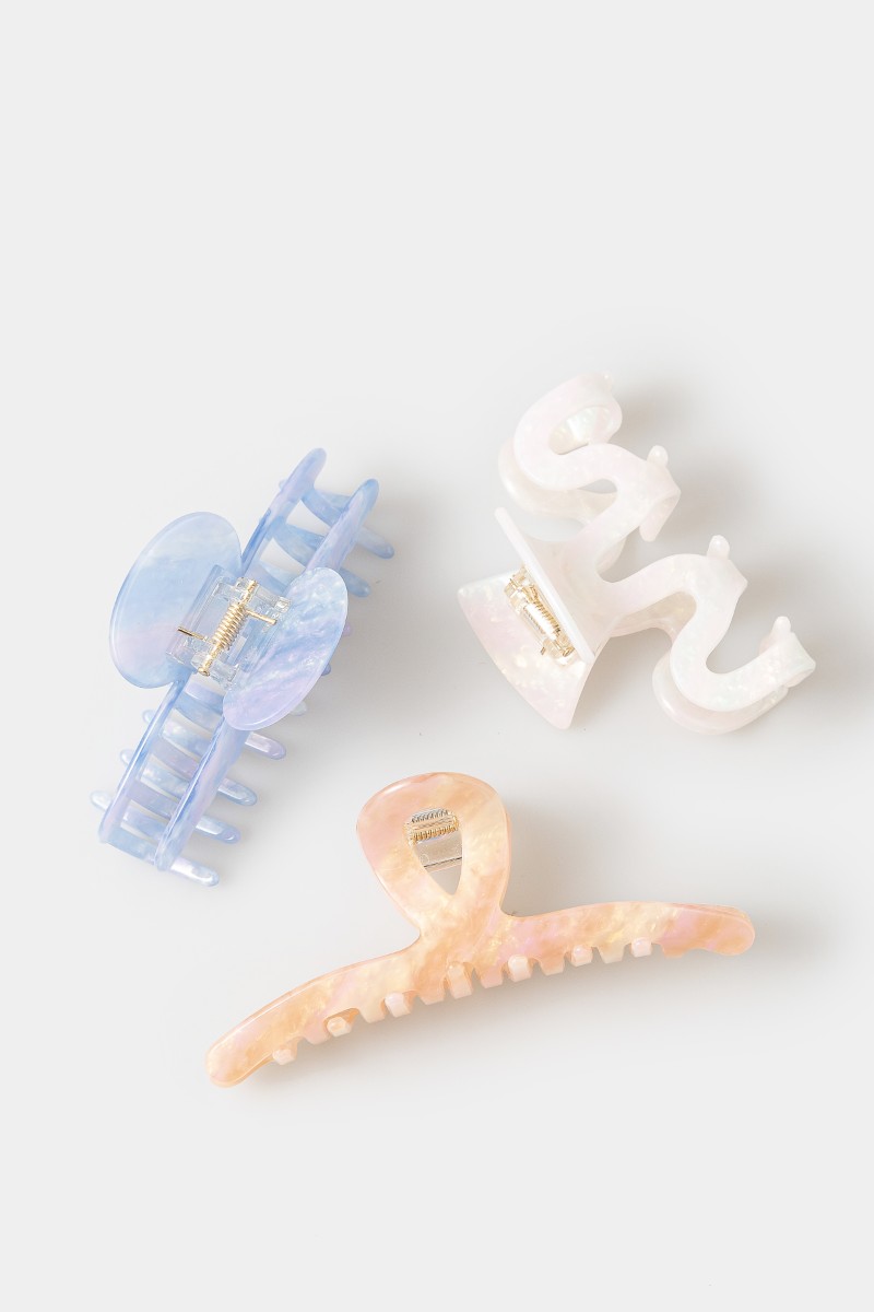 3 Piece Variety Shapes Hair Claw Set