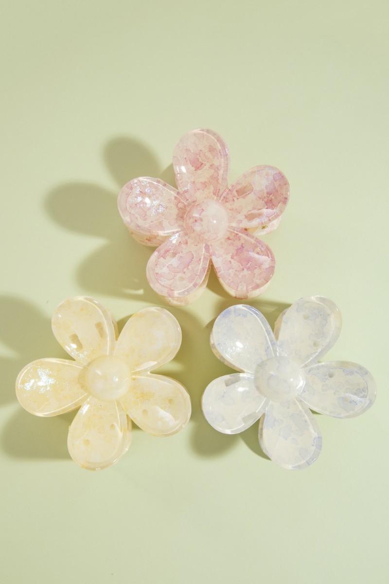 3Pc Large Vibrant Splatter Flower Hair Claw