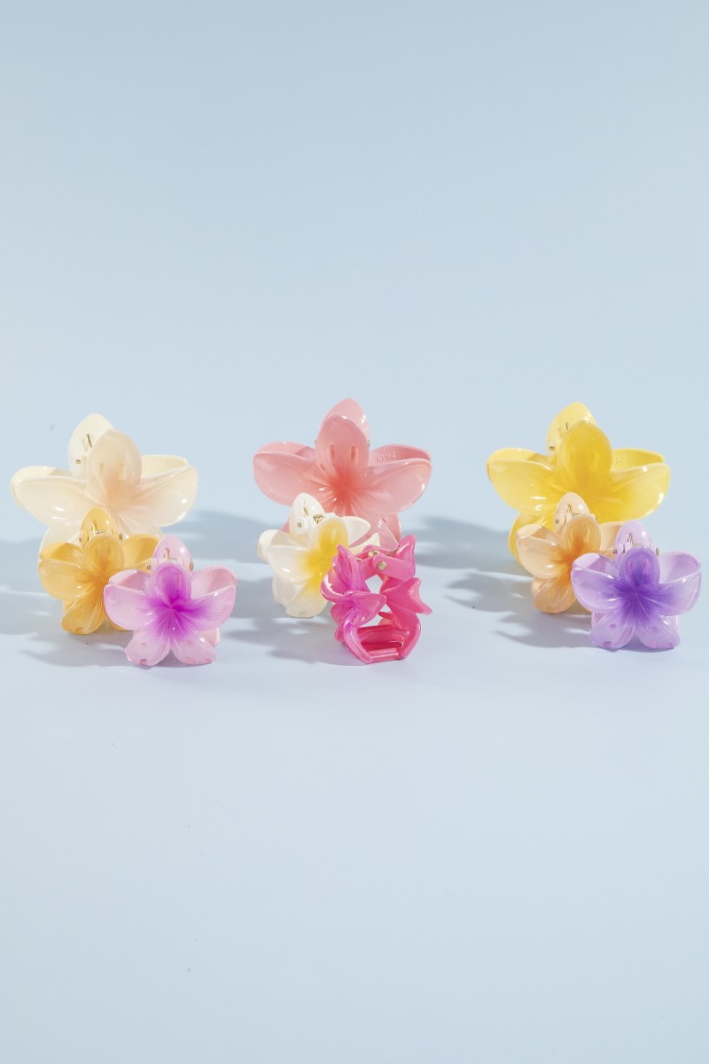 Mixed Size 3Pc Gradient Flower Hair Claw Set