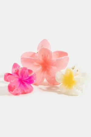 Mixed Size 3Pc Gradient Flower Hair Claw Set