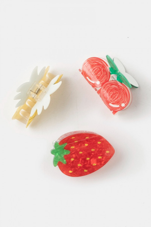 Cherry Pineapple Strawberry Jaw Hair Clip Set
